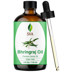 SVA ORGANICS bhringraj oil bottle for easy at-home hair care and scalp nourishment.