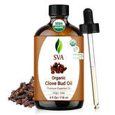 SVA ORGANICS Clove Bud Oil bottle with dropper for precise application and aromatic convenience at home