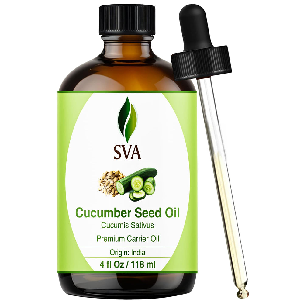 SVA Organics cucumber seed oil bottle with dropper for easy application and control