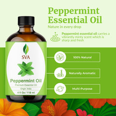 SVA ORGANICS Peppermint Arvensis oil with diffuser scene for refreshing air.