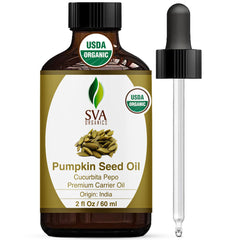 SVA Organics pumpkin seed oil 2oz bottle for versatile skin and hair care.