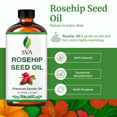 SVA Organics Rosehip Seed Oil dropper for easy, controlled scalp and face care.
