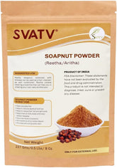 SVATV Soapnut Powder bottle setup for natural hair cleansing.
