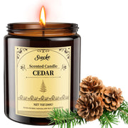 SVECKE cedar scented candle jar enhances cozy spaces with earthy fragrance.