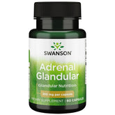 Swanson Adrenal Glandular 350 mg bottle front view for daily capsule routine.