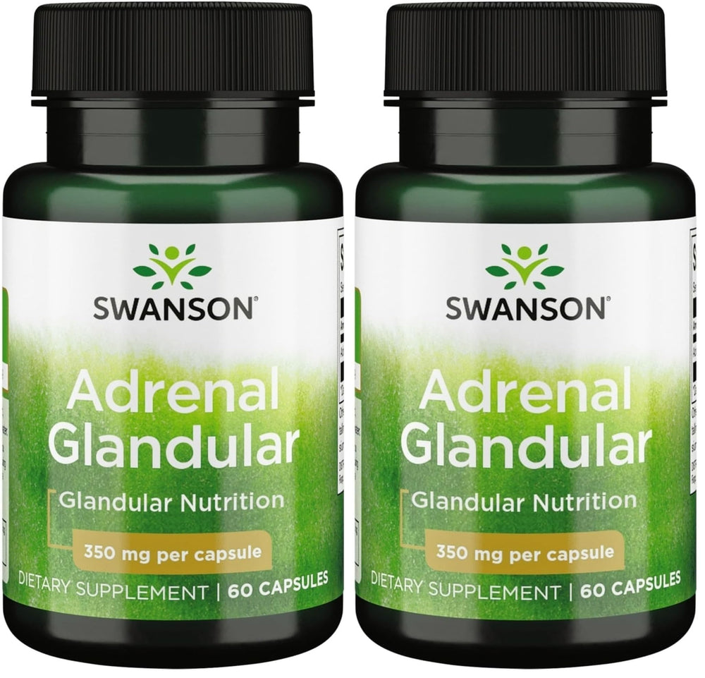 Swanson Adrenal Glandular 350 mg bottle closeup for easy daily use