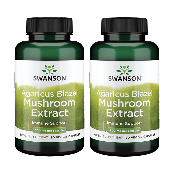 Swanson Agaricus Blazei Mushroom Extract bottle front with 500 mg capsules for cellular immune support