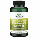 Swanson Agaricus Blazei Mushroom Extract bottle showing 500 mg capsules for immune support