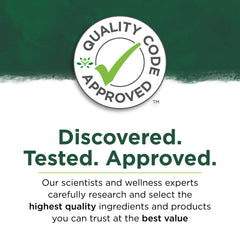 Close-up of Swanson AHCC label emphasizes quality and potency.