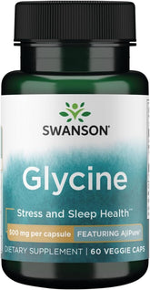 Swanson Ajipure Glycine bottle front showing pharmaceutical grade vegetarian glycine