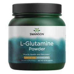 Swanson Ajipure L-Glutamine powder bottle for post-workout routines