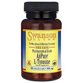 Swanson Ajipure L-Tyrosine 500 mg bottle, supports neurotransmitter production for daily wellness.