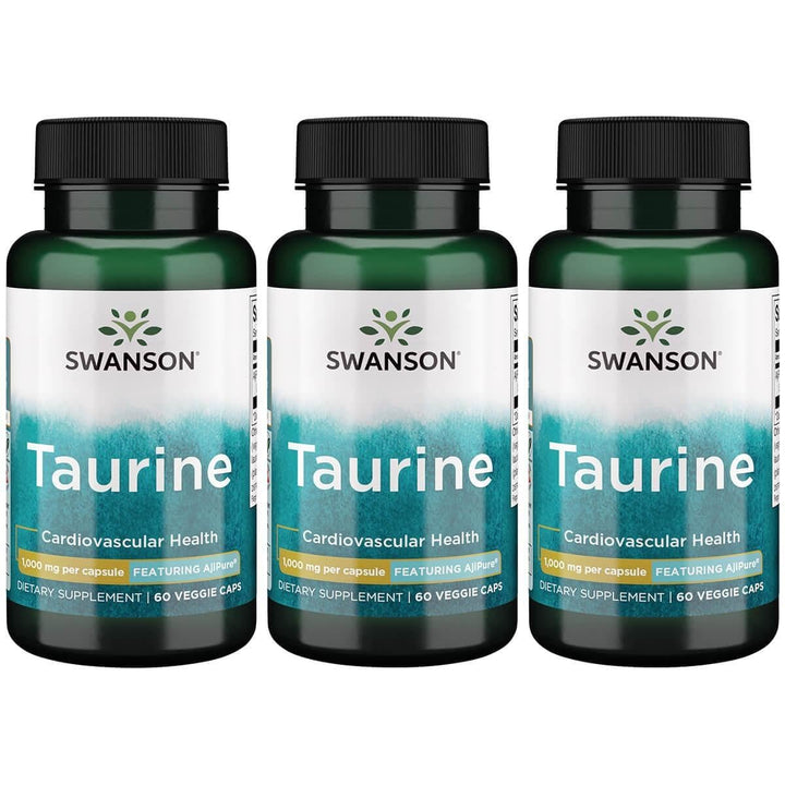 Swanson AjiPure Taurine bottle with capsules for athletic support and electrolyte balance
