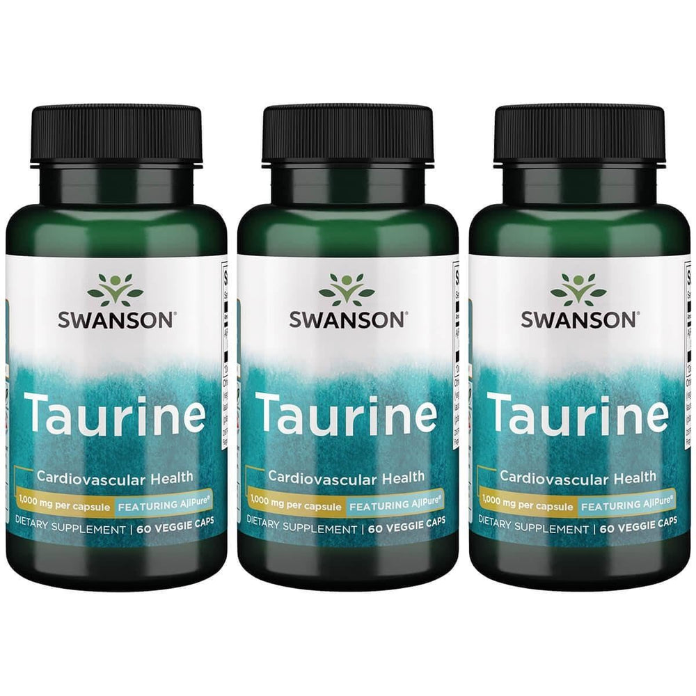 Swanson AjiPure Taurine bottle with capsules for athletic support and electrolyte balance