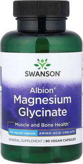 Swanson Albion Chelated Magnesium bottle supports nerve function and muscle comfort.