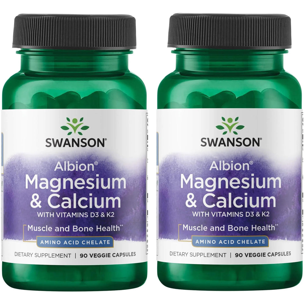 Swanson Albion chelated magnesium and calcium capsules offer balanced minerals for daily support.