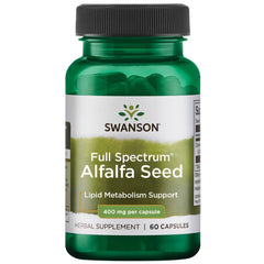 Swanson alfalfa seed 400 mg bottle highlighting convenient daily nutrition capsules
