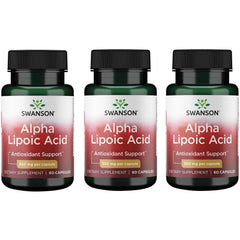 Swanson Alpha Lipoic Acid bottle pour with 60 capsules for daily antioxidant support.