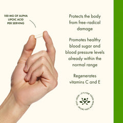 Swanson Alpha Lipoic Acid packaging opened to reveal convenient dosing capsules.