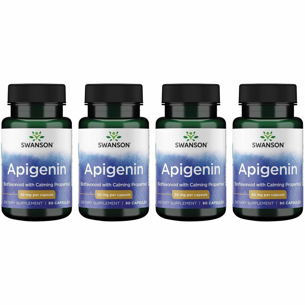 Swanson Apigenin bottle front view highlighting calming cellular support.
