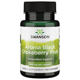 Swanson Aronia bottle label with dosage details for convenient daily use.