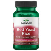 Swanson Arroz de Levadura Roja Orgánico 600 mg, botella de cápsulas para bienestar diario.