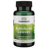 Swanson Artichoke Leaves capsules bottle packaging for digestion support.