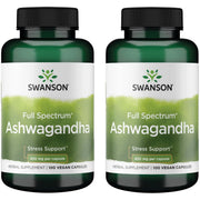 Swanson Ashwagandha powder bottle front promotes calm mood and energy.