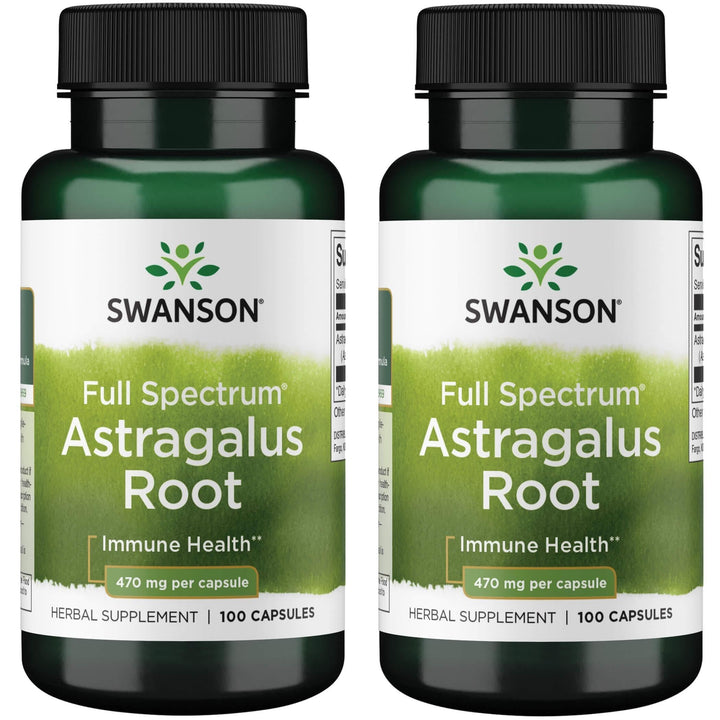 Swanson Astragalus Root bottle featuring 470 mg capsules for immune support and liver health.