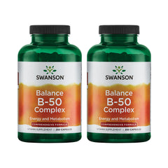 Swanson B-50 Balance bottle front showing high potency B vitamin complex for daily immune support