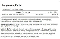 Swanson B-12 chewables close-up, vegetarian and gluten-free