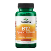 Swanson B12 bottle front shows 500 mcg potency for daily energy support.