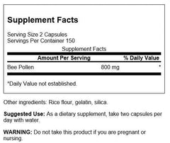 Swanson Bee Pollen capsules close-up highlighting full-spectrum, plant-based ingredients for wellness.
