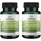 Swanson Berberine Advanced Absorption bottle highlights Berbevis 550 mg for enhanced uptake.