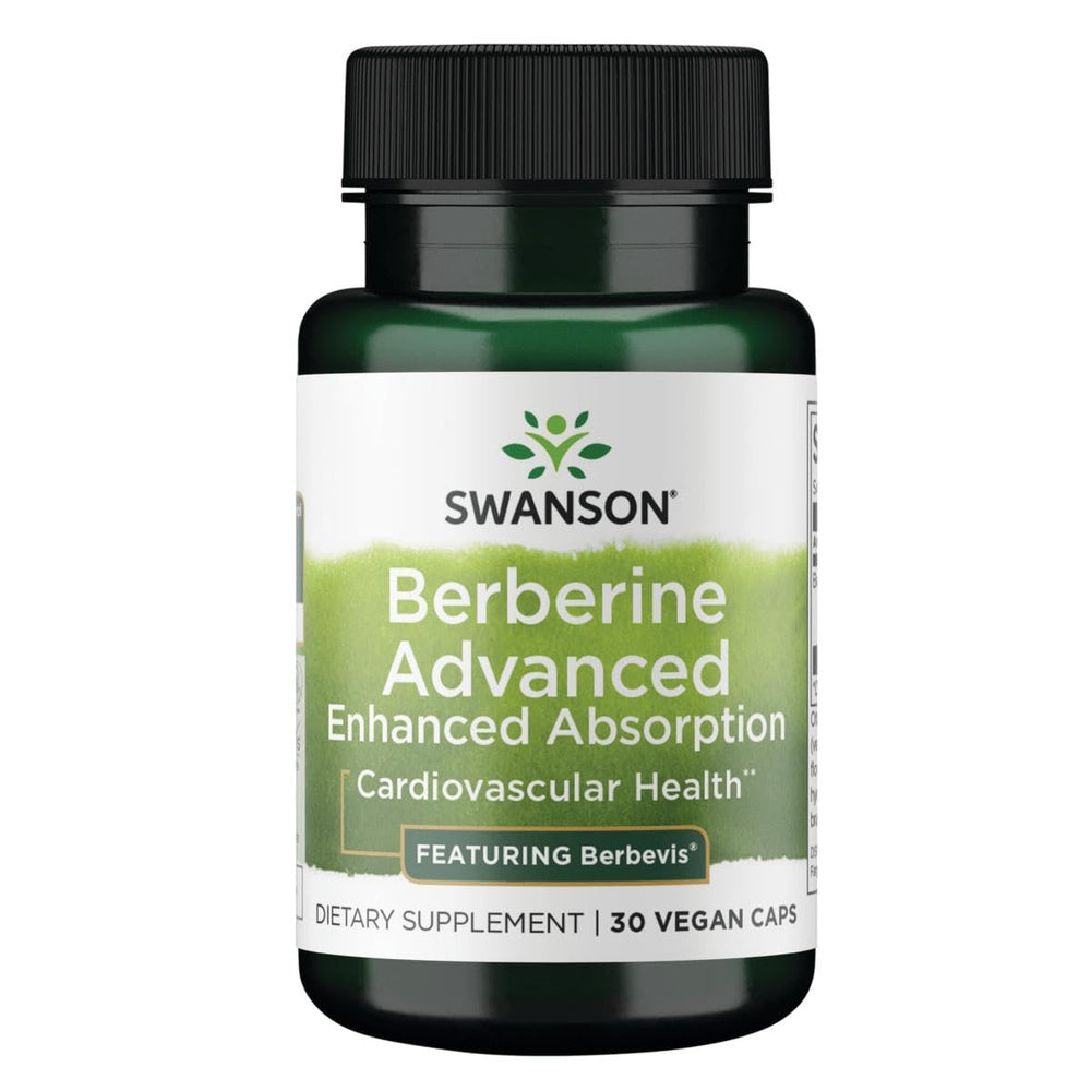 Swanson Berberine Advanced bottle front with Berbevis for enhanced absorption.