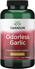 Swanson Best Garlic Odor-Cont 500 mg bottle for cardiovascular support.