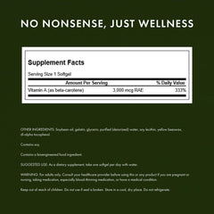 Front label of Swanson Beta-Carotene emphasizes potency and brand heritage for trust.