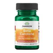 Swanson Beta-Carotene softgel bottle showcases daily skin and eye health support.