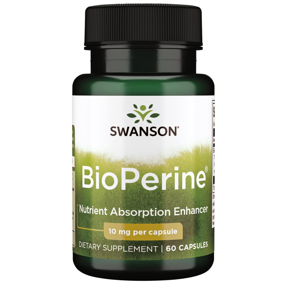Swanson Bioperine bottle pour enables easy daily capsule use for nutrient support.