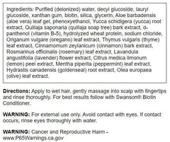 Swanson Biotin Shampoo with Silica label highlights natural ingredients for healthier, stronger hair.