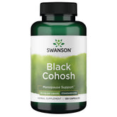 Swanson Black Cohosh bottle shows standardized 20 mg capsules for menopause support