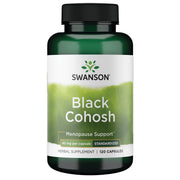 Swanson Black Cohosh bottle shows standardized 20 mg capsules for menopause support