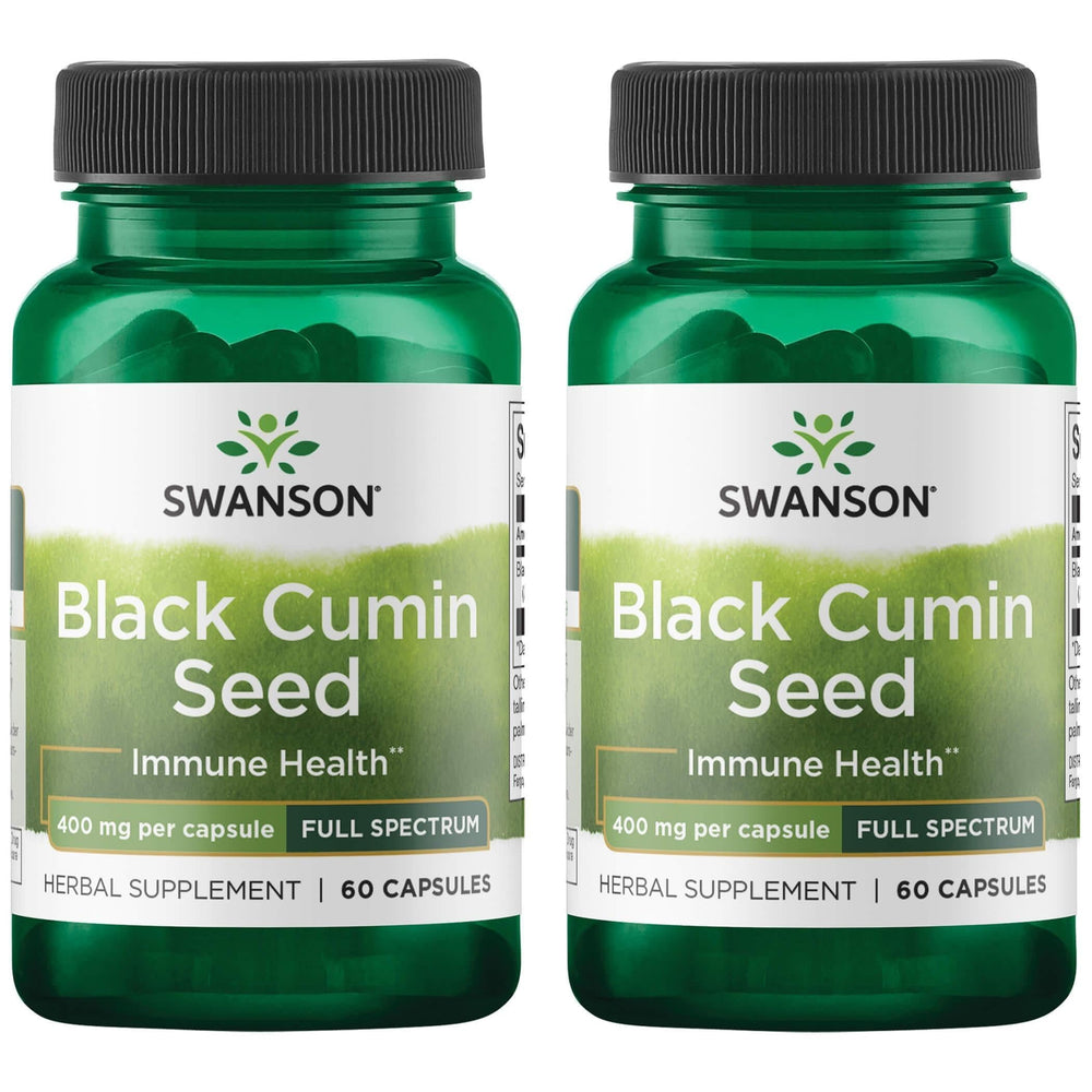 Swanson Black Cumin Seed 400 mg capsules for immune-support potential.