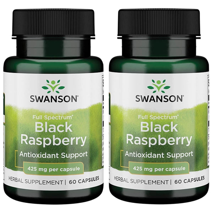 Swanson Black Raspberry bottle with capsules for daily wellness support and vitamin C.