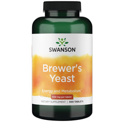 Swanson Brewer's Yeast tablets close-up, rich in B vitamins for energy support.