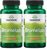 Swanson bromelain bottle pour showing pineapple enzyme for digestion support.