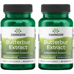 Swanson Butterbur Extract bottle with 75 mg per serving, potential support for seasonal comfort.