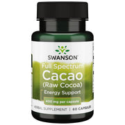 Swanson Cacao de Espectro Completo en cápsulas, energía suave para el día.