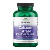 Swanson Calcium Citrate Plus Magnesium bottle emphasizes bone support and daily wellness.