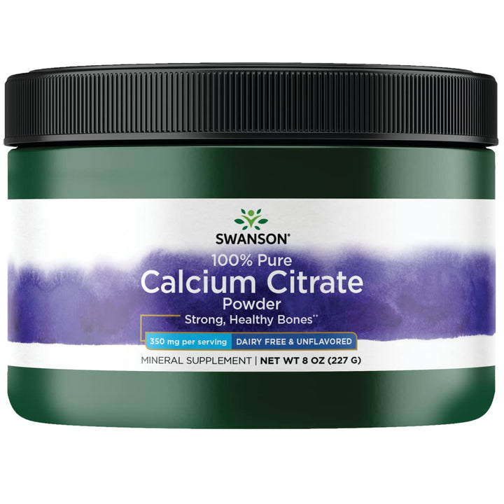 Swanson calcium citrate PWD 8oz bottle front view for bone health support.